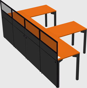 Shared l-shaped cubicle