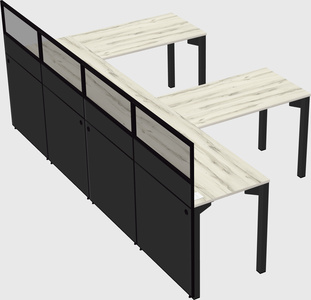 Shared l-shaped cubicle
