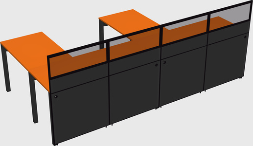 Shared l-shaped cubicle