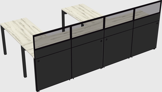 Shared l-shaped cubicle