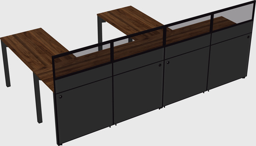 Shared l-shaped cubicle