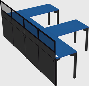 Shared l-shaped cubicle