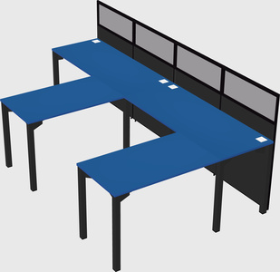 Shared l-shaped cubicle