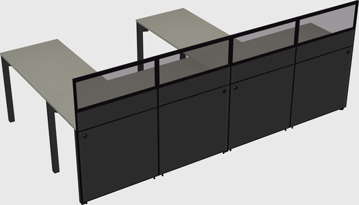Shared l-shaped cubicle