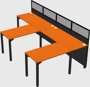 Shared l-shaped cubicle