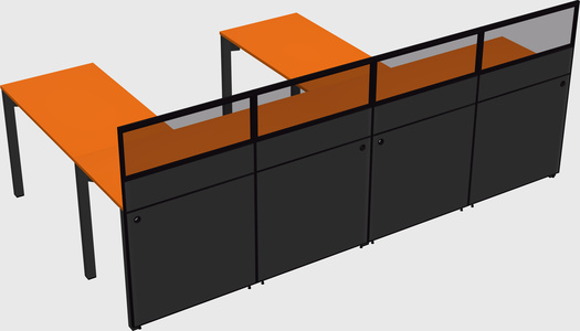 Shared l-shaped cubicle