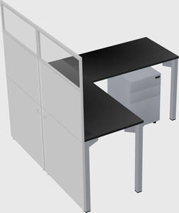 Shared l-shaped cubicle