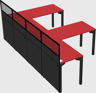 Shared l-shaped cubicle