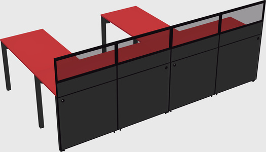 Shared l-shaped cubicle