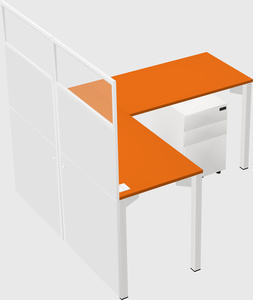 Shared l-shaped cubicle