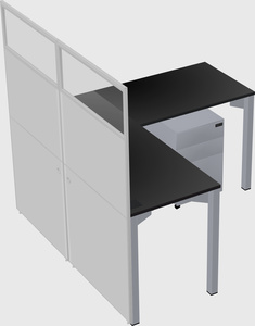 Shared l-shaped cubicle