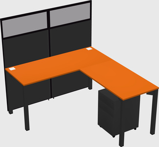 Shared l-shaped cubicle