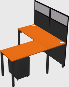 Shared l-shaped cubicle