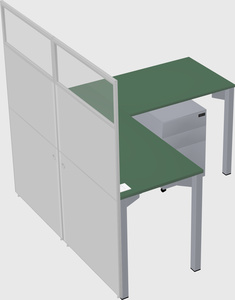 Shared l-shaped cubicle
