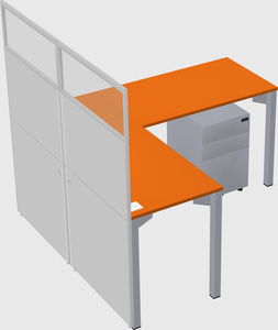 Shared l-shaped cubicle