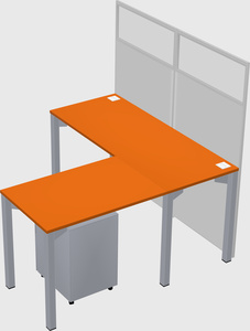 Shared l-shaped cubicle