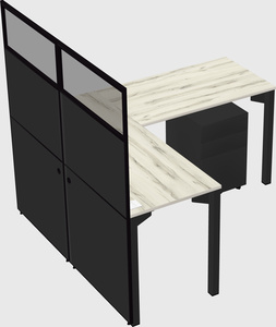 Shared l-shaped cubicle