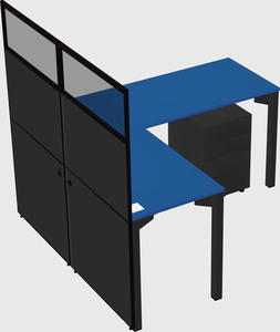 Shared l-shaped cubicle