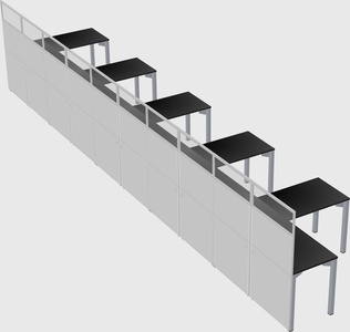 Shared l-shaped cubicle