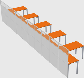Shared l-shaped cubicle