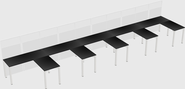 Shared l-shaped cubicle