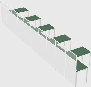 Shared l-shaped cubicle