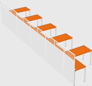 Shared l-shaped cubicle