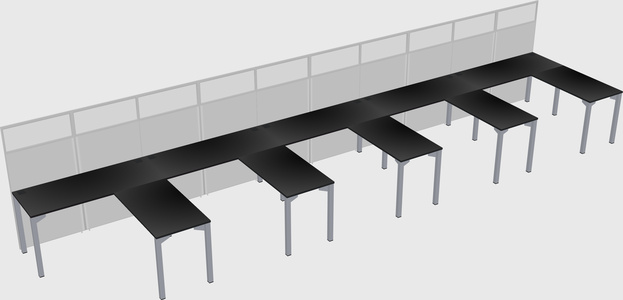 Shared l-shaped cubicle