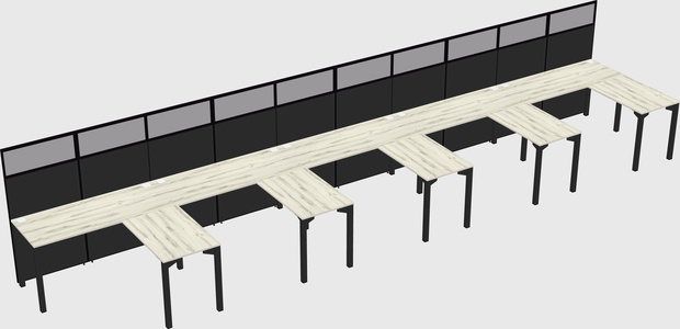 Shared l-shaped cubicle