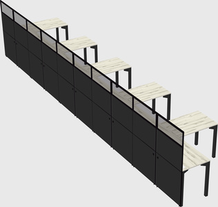 Shared l-shaped cubicle