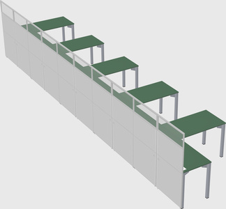 Shared l-shaped cubicle