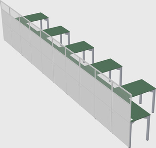 Shared l-shaped cubicle