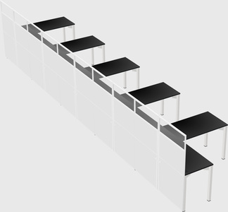 Shared l-shaped cubicle