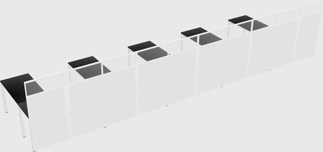 Shared l-shaped cubicle