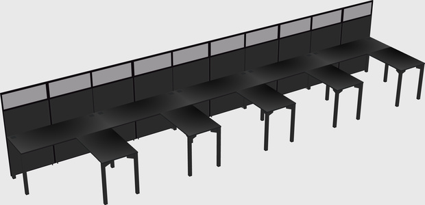 Shared l-shaped cubicle