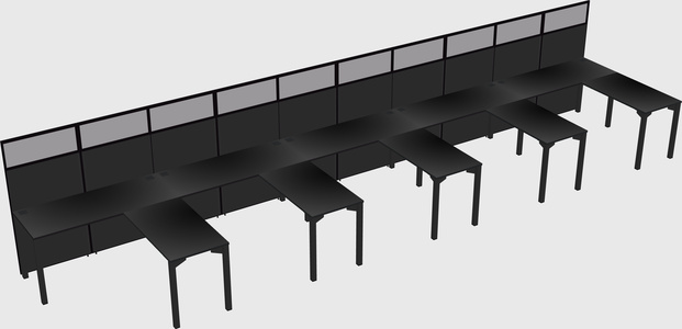Shared l-shaped cubicle