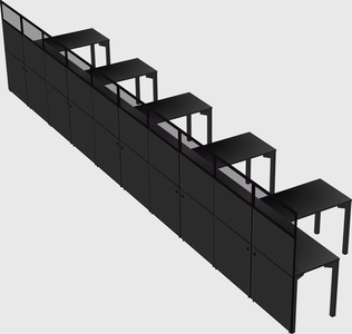 Shared l-shaped cubicle