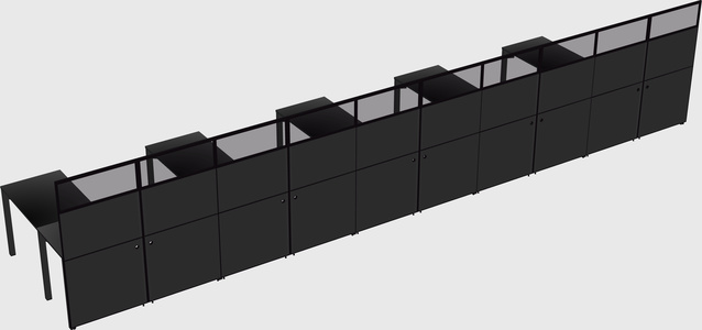 Shared l-shaped cubicle
