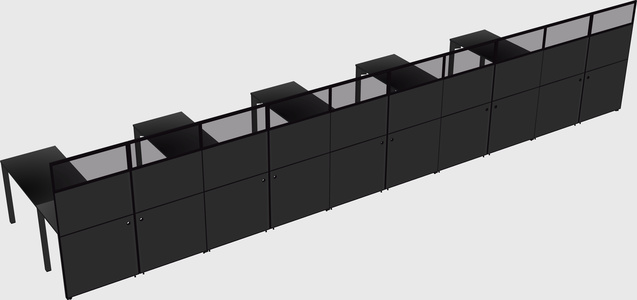 Shared l-shaped cubicle