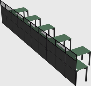 Shared l-shaped cubicle