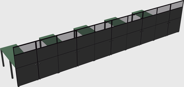 Shared l-shaped cubicle