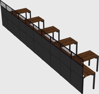 Shared l-shaped cubicle