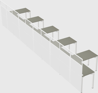 Shared l-shaped cubicle
