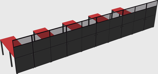 Shared l-shaped cubicle
