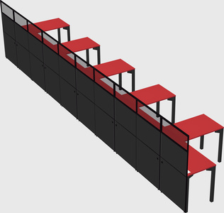 Shared l-shaped cubicle