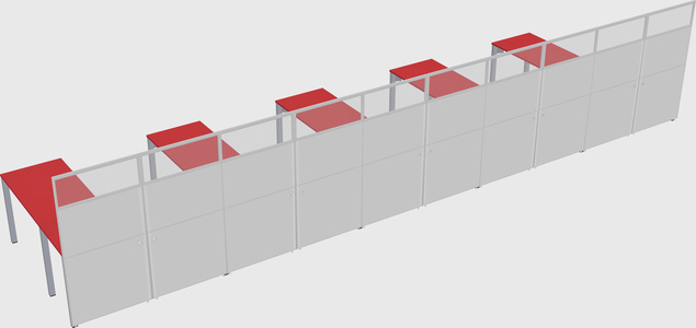 Shared l-shaped cubicle