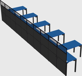 Shared l-shaped cubicle