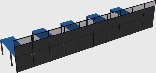 Shared l-shaped cubicle