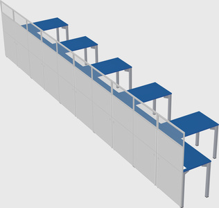 Shared l-shaped cubicle
