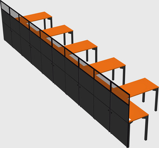 Shared l-shaped cubicle